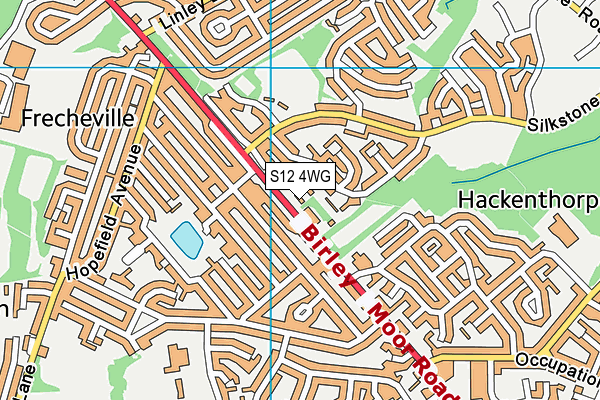 S12 4WG map - OS VectorMap District (Ordnance Survey)