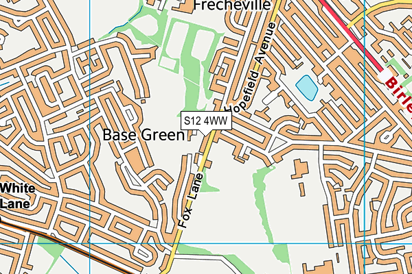 S12 4WW map - OS VectorMap District (Ordnance Survey)