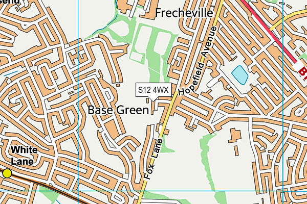 S12 4WX map - OS VectorMap District (Ordnance Survey)