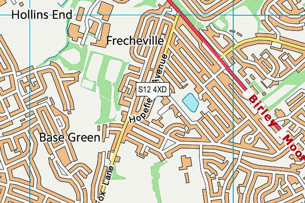 S12 4XD map - OS VectorMap District (Ordnance Survey)