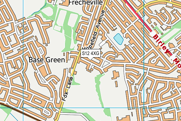 S12 4XG map - OS VectorMap District (Ordnance Survey)