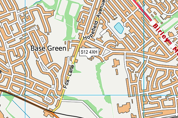 Fox Lane Playing Fields map (S12 4XH) - OS VectorMap District (Ordnance Survey)