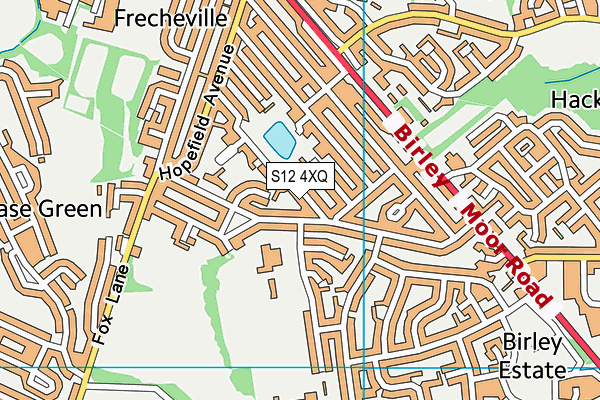 S12 4XQ map - OS VectorMap District (Ordnance Survey)
