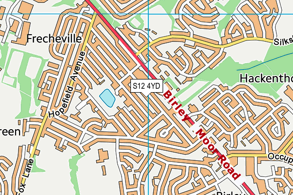 S12 4YD map - OS VectorMap District (Ordnance Survey)