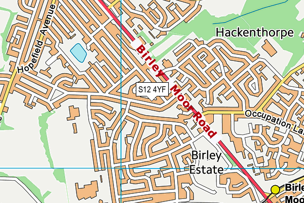S12 4YF map - OS VectorMap District (Ordnance Survey)