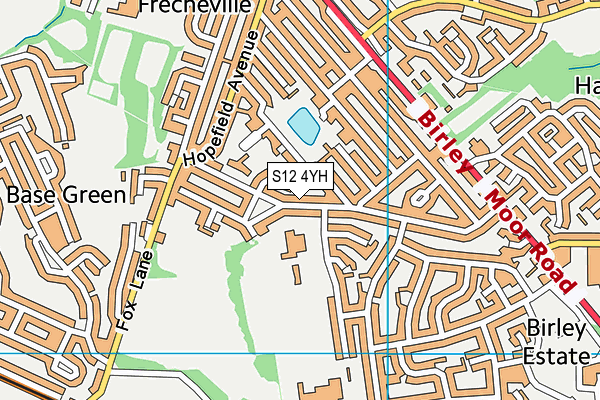 S12 4YH map - OS VectorMap District (Ordnance Survey)