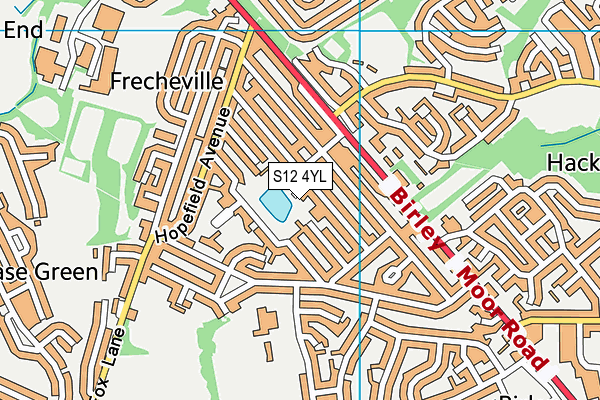 S12 4YL map - OS VectorMap District (Ordnance Survey)
