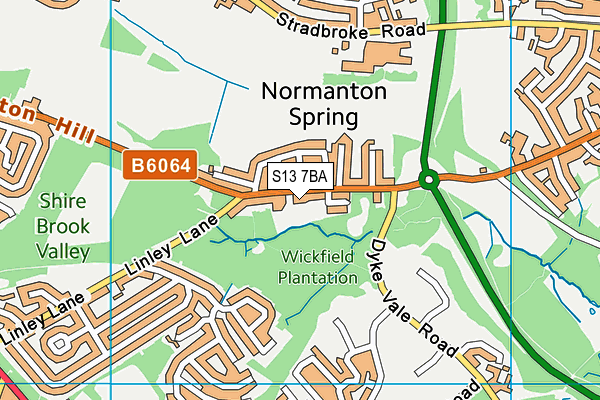 S13 7BA map - OS VectorMap District (Ordnance Survey)