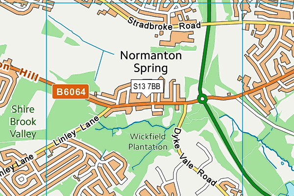 S13 7BB map - OS VectorMap District (Ordnance Survey)