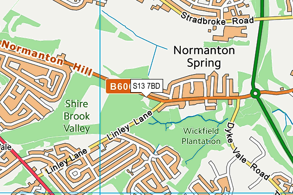 S13 7BD map - OS VectorMap District (Ordnance Survey)