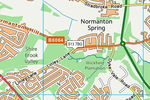 S13 7BG map - OS VectorMap District (Ordnance Survey)