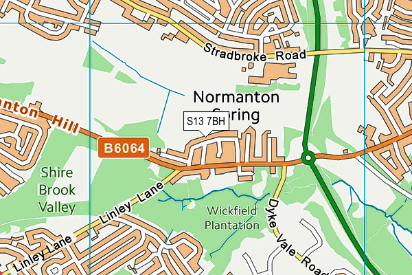 S13 7BH map - OS VectorMap District (Ordnance Survey)