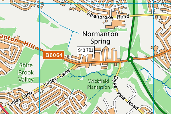 S13 7BJ map - OS VectorMap District (Ordnance Survey)