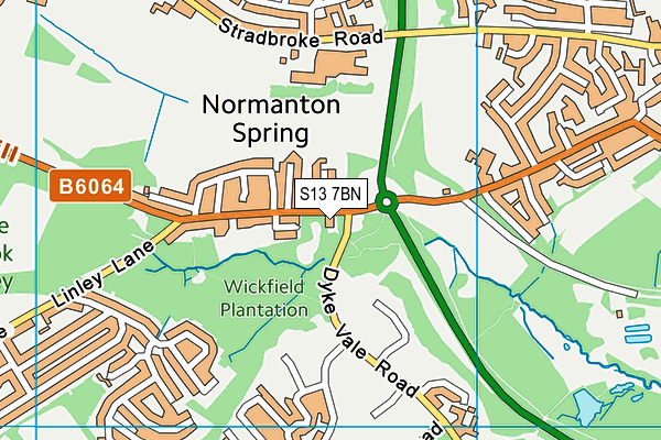 S13 7BN map - OS VectorMap District (Ordnance Survey)