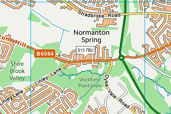 S13 7BU map - OS VectorMap District (Ordnance Survey)