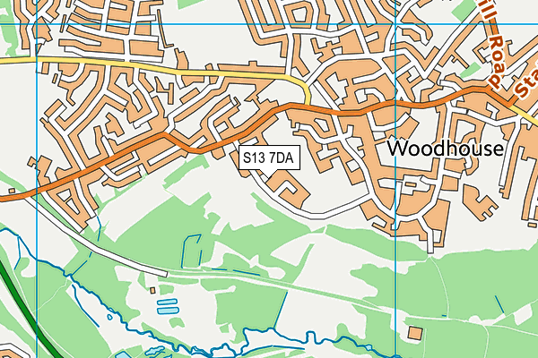 S13 7DA map - OS VectorMap District (Ordnance Survey)