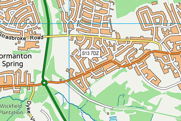 S13 7DZ map - OS VectorMap District (Ordnance Survey)
