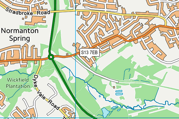 S13 7EB map - OS VectorMap District (Ordnance Survey)