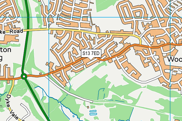 S13 7ED map - OS VectorMap District (Ordnance Survey)