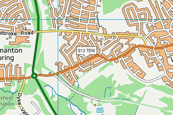 S13 7EW map - OS VectorMap District (Ordnance Survey)
