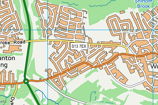 S13 7EX map - OS VectorMap District (Ordnance Survey)