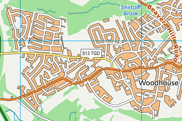 S13 7GD map - OS VectorMap District (Ordnance Survey)