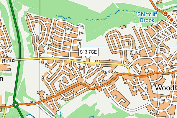 S13 7GE map - OS VectorMap District (Ordnance Survey)
