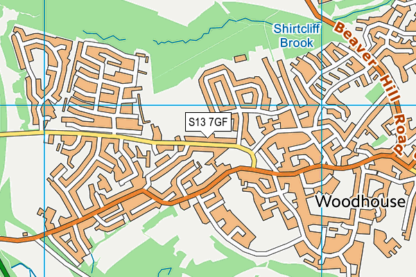S13 7GF map - OS VectorMap District (Ordnance Survey)