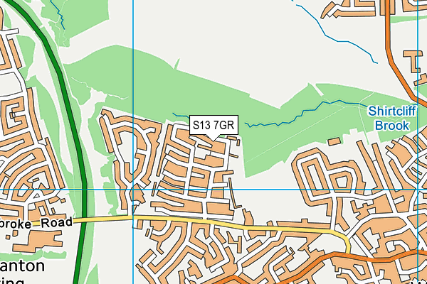 S13 7GR map - OS VectorMap District (Ordnance Survey)