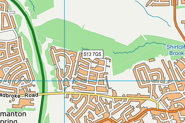 S13 7GS map - OS VectorMap District (Ordnance Survey)