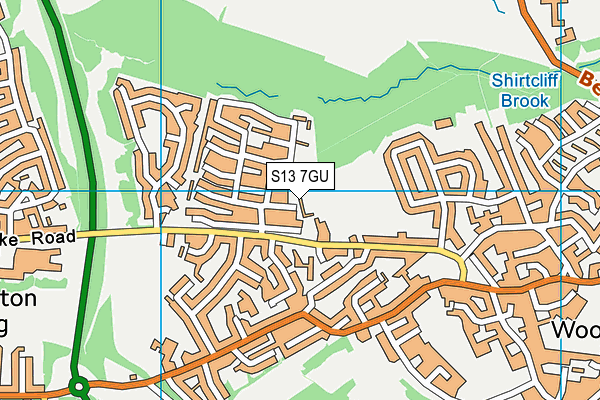 S13 7GU map - OS VectorMap District (Ordnance Survey)