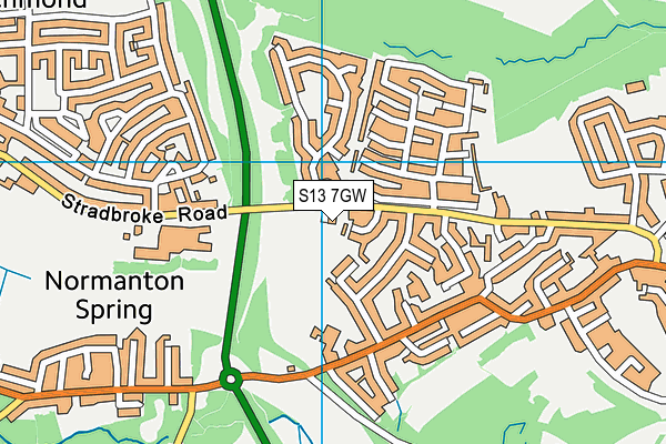 Stradbroke Recreation Ground map (S13 7GW) - OS VectorMap District (Ordnance Survey)