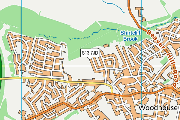 S13 7JD map - OS VectorMap District (Ordnance Survey)