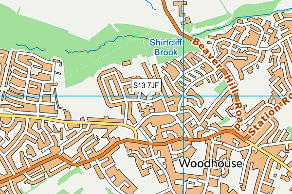 S13 7JF map - OS VectorMap District (Ordnance Survey)