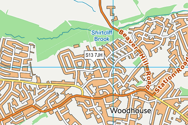 S13 7JH map - OS VectorMap District (Ordnance Survey)