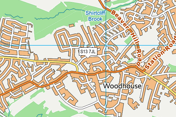 S13 7JL map - OS VectorMap District (Ordnance Survey)