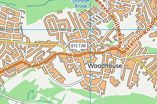 S13 7JW map - OS VectorMap District (Ordnance Survey)