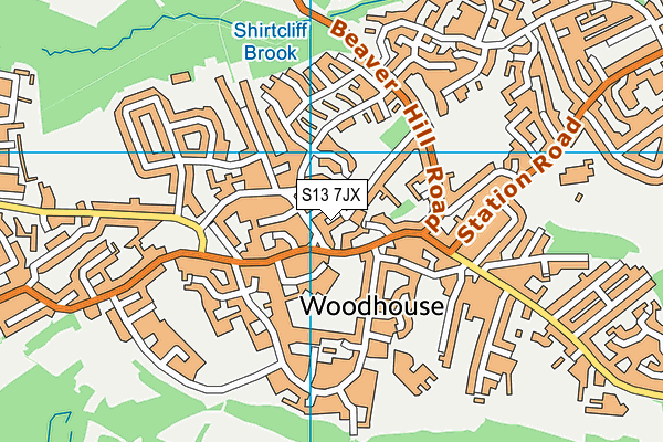 S13 7JX map - OS VectorMap District (Ordnance Survey)