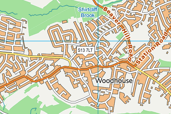 S13 7LT map - OS VectorMap District (Ordnance Survey)