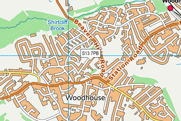 S13 7PB map - OS VectorMap District (Ordnance Survey)