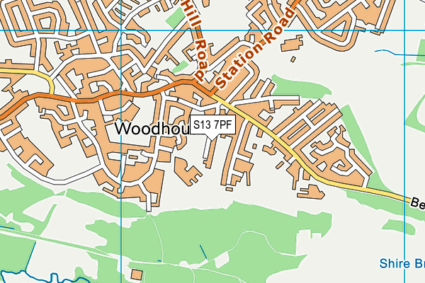 S13 7PF map - OS VectorMap District (Ordnance Survey)