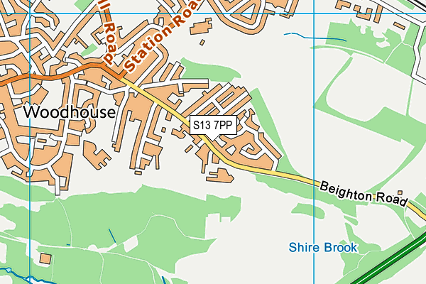 S13 7PP map - OS VectorMap District (Ordnance Survey)