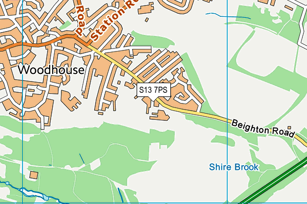 S13 7PS map - OS VectorMap District (Ordnance Survey)