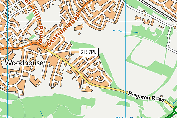 S13 7PU map - OS VectorMap District (Ordnance Survey)