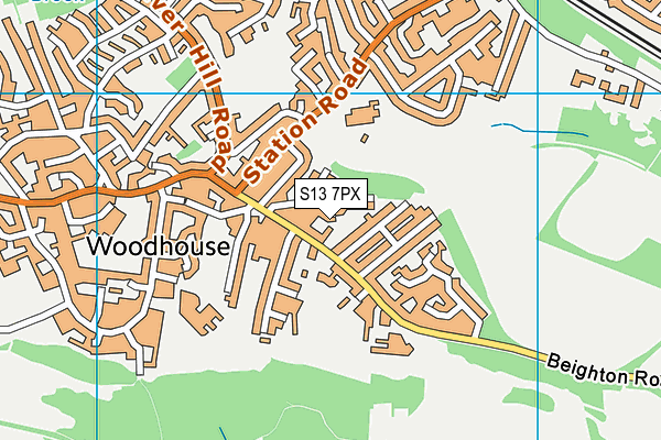 S13 7PX map - OS VectorMap District (Ordnance Survey)