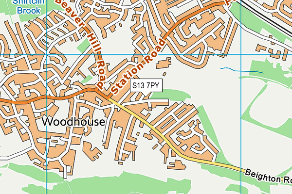 S13 7PY map - OS VectorMap District (Ordnance Survey)