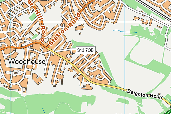 S13 7QB map - OS VectorMap District (Ordnance Survey)