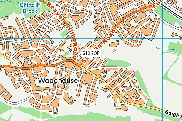 S13 7QF map - OS VectorMap District (Ordnance Survey)