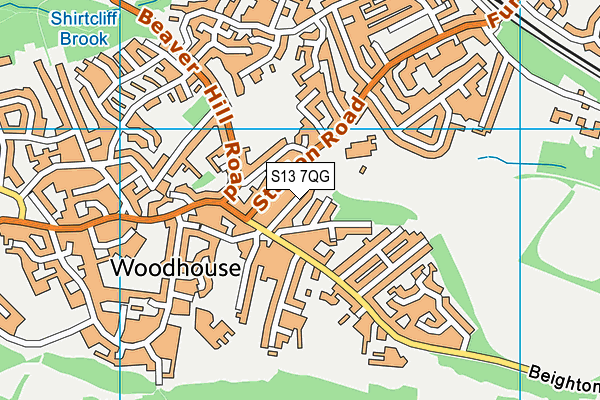 S13 7QG map - OS VectorMap District (Ordnance Survey)