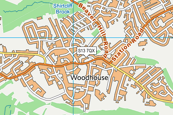 S13 7QX map - OS VectorMap District (Ordnance Survey)